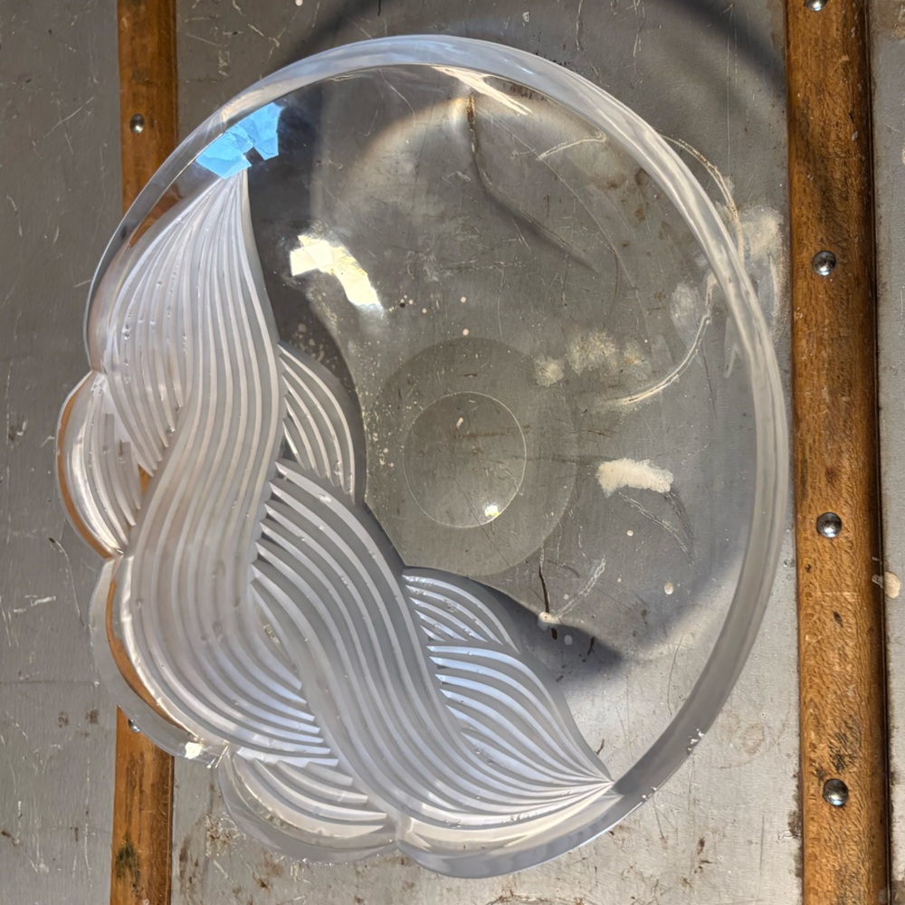 Heavy Etched Glass Bowl